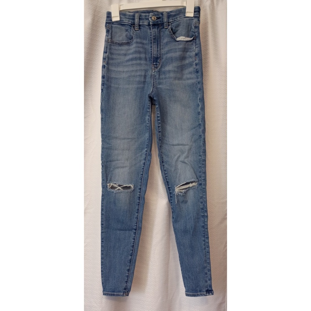 American Eagle Women Curvy Highest Rise Jegging Skinny Stretch Light Wash 6 Long